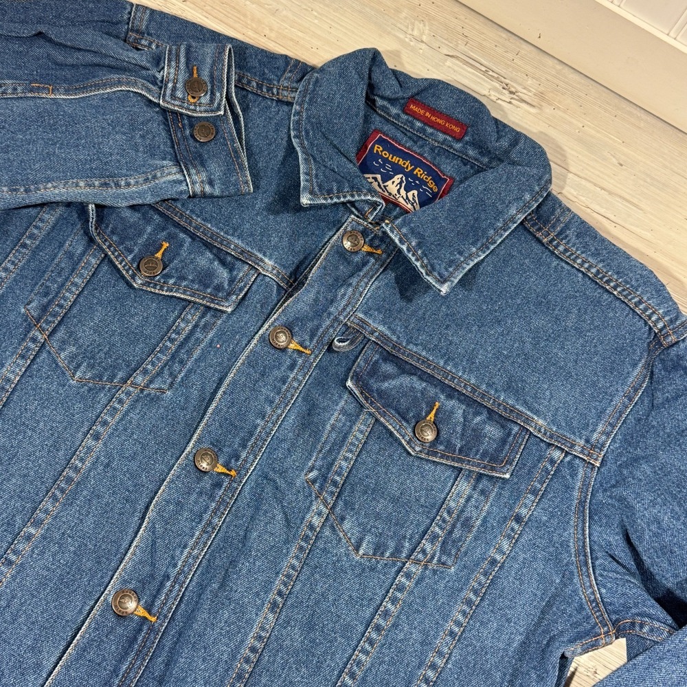 Vintage‎ Roundy Ridge size M Men's Blue Denim Button Up Trucker Jean Jacket